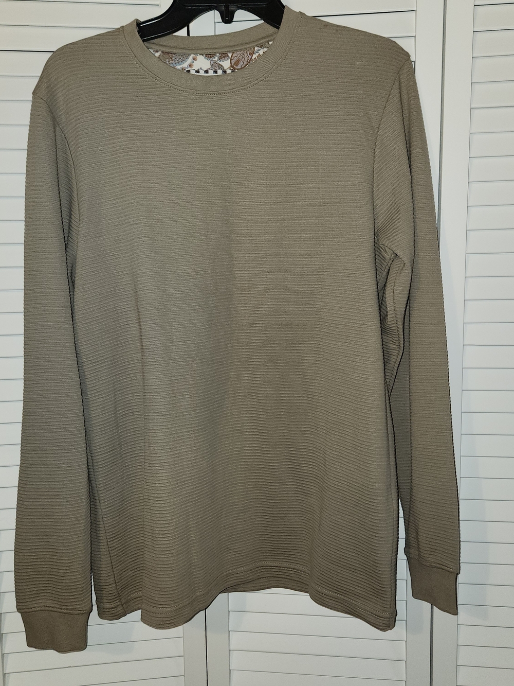 Denim & Flower Men's Ribbed Crewneck Long Sleeve Shirt - Taupe